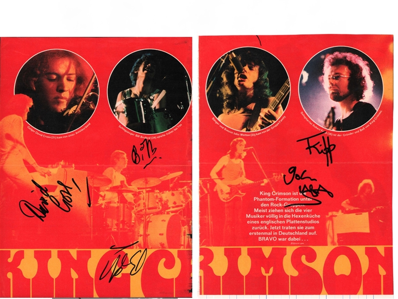 King Crimson: Band Signed 8" x 10.75" Magazine Photos (2) (Beckett/BAS)