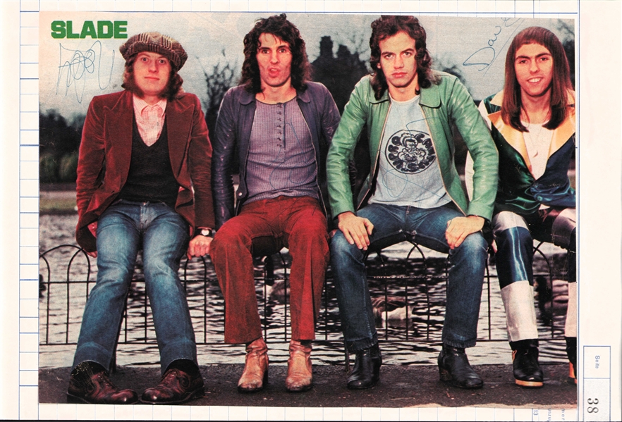 Slade: Group Signed 7.75" x 10" Magazine Photo (Beckett/BAS LOA)	