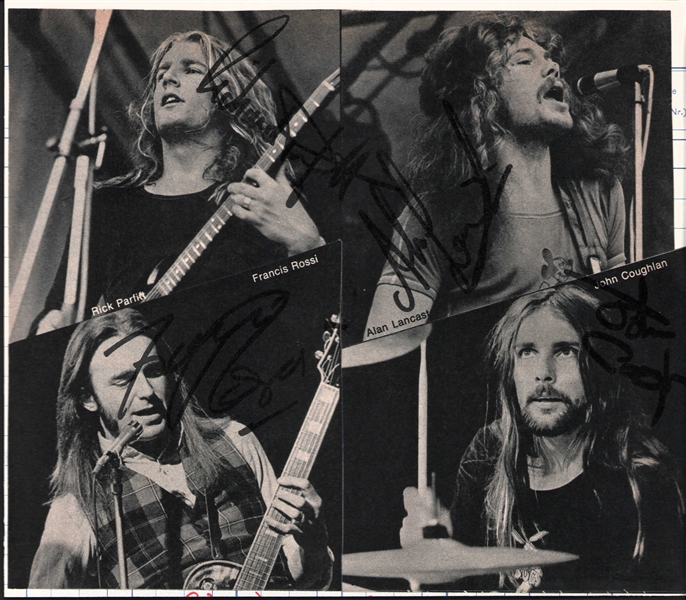 Status Quo: Group Signed 7" x 8.25" Magazine Photo (Beckett/BAS)