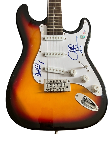 The Byrds: Chris Hillman & David Crosby Signed Strat Style Guitar (PSA/DNA)