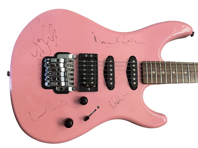 Pink Floyd: Group Signed Pink Yamaha Electric Guitar (JSA LOA)