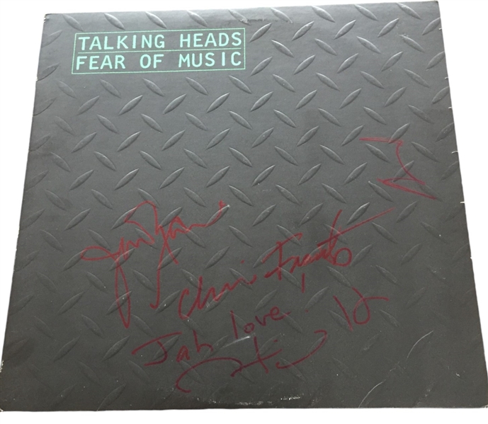 Talking Heads: Group Signed “Fear of Music” Album Cover (Beckett/BAS LOA)