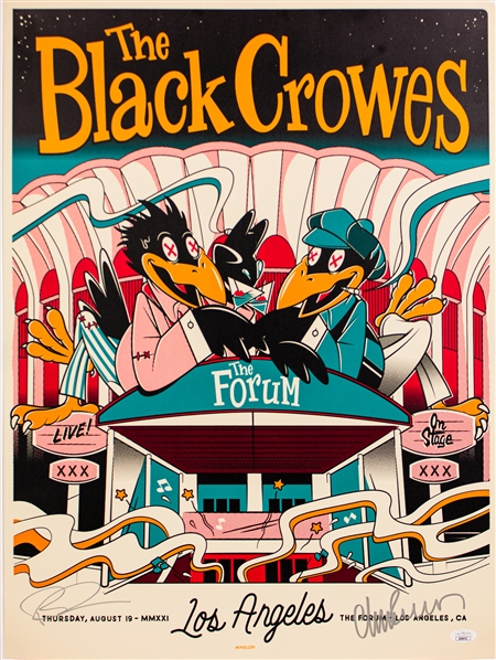 The Black Crowes: Chris Robinson & Rich Robinson Signed 18" x 24" Poster (JSA)