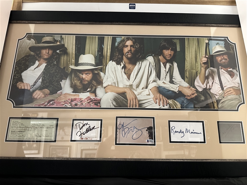 Eagles: Group Signed Pages in Framed Autograph Display (Beckett/BAS)(Third Party Guaranteed)