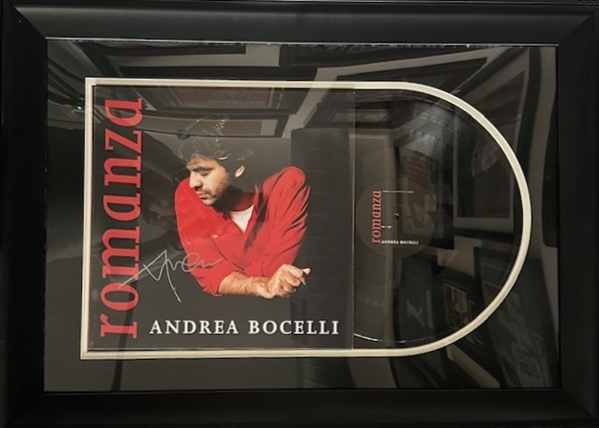 Andrea Bocelli Signed Album Cover in Framed Display (Grandstand Sports COA)(TPG)