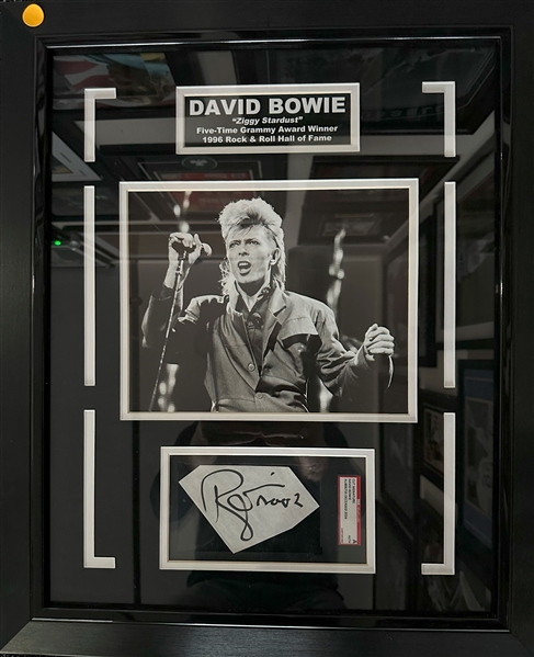 David Bowie Signed Segment in Framed Display (PSA/DNA Encapsulated)