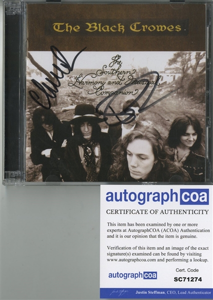 Black Crowes: Chris & Rich Robinson Signed CD Insert (ACOA)