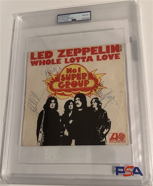 Led Zeppelin: Multi-Signed "Whole Lotta Love" 45 RPM Album Sleeve w/ NM-MT 8 Grades! (3 Sigs)(PSA/DNA Encapsulated & LOA)