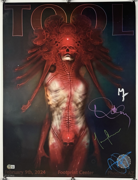 Tool Group Signed 18" x 24" Ltd. Ed. 2024 Concert Poster (4 Sigs)(Beckett/BAS LOA)