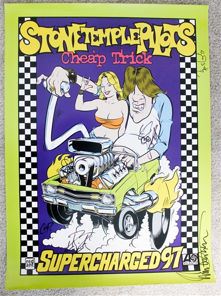 Cheap Trick Group Signed 1997 24" x 36" Concert Poster (4 Sigs)(ACOA LOA)