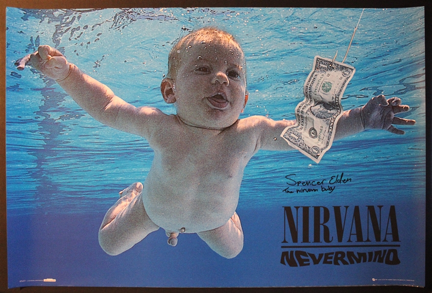 Nirvana: Spencer Elden Signed 24" x 36" Nevermind Poster (ACOA)