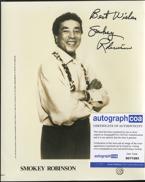 Smokey Robinson Signed 8" x 10" Promo Photo (ACOA)