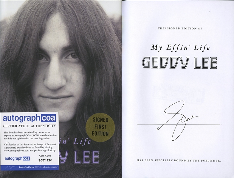 Geddy Lee Signed "My Effin Life" 1st Edition Hardcover Book (ACOA)