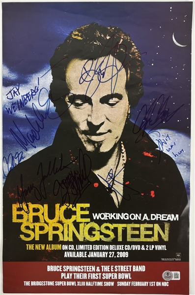 Bruce Springsteen & E Street Band Signed 11" x 17" Promo Poster (9 Sigs)(Beckett/BAS LOA)