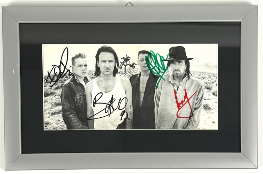 U2 Group Signed CD Insert in Framed Display (ACOA & Epperson LOA)