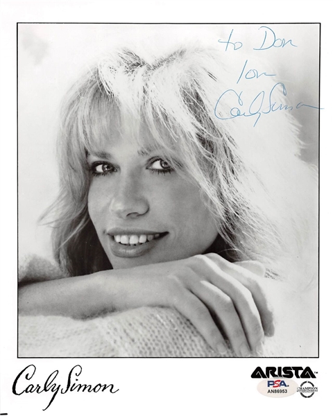 Carly Simon Signed & Inscribed Arista Records 8" x 10" Promo Photo (PSA/DNA)