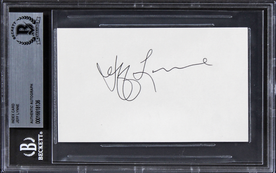 Electric Light Orchestra: Jeff Lynne Signed 3" x 5" Index Card (Beckett/BAS Encapsulated)