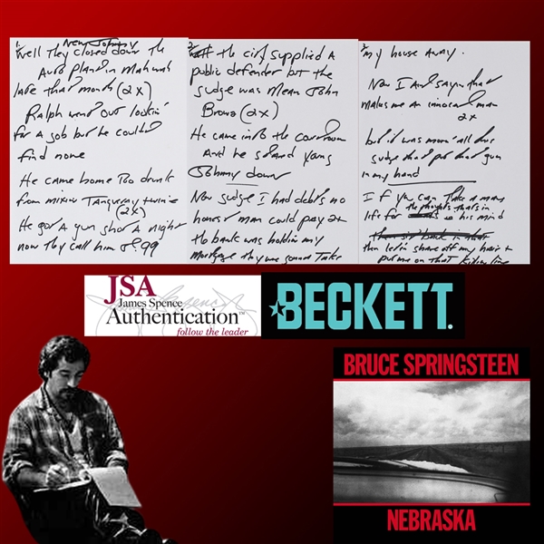 Bruce Springsteen Incredible Handwritten Lyrics to "Johnny 99" from The Nebraska Album! (Beckett/BAS & JSA LOAs)