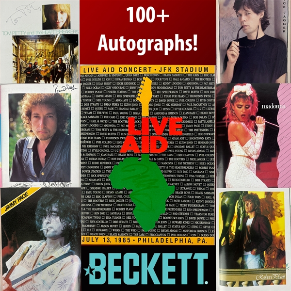 Live Aid U.S.A. Extensively-Signed Official Program w/ Bob Dylan, Rolling Stones, Led Zeppelin, Tom Petty, Madonna & Many More! (100+ Total Sigs!) (Beckett/BAS LOA) 