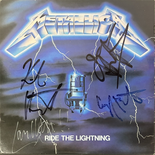 Metallica Vintage Group Signed w/ Cliff “Ride The Lightning” Album Record (4 Sigs) (Beckett/BAS LOA) 