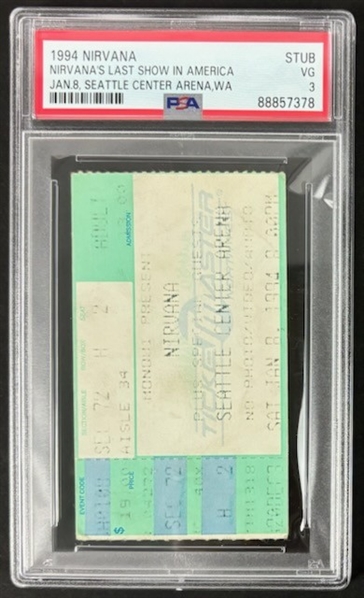 1994 Nirvana Last American Show Ticket Stub - VG3 (PSA/DNA Encapsulated)