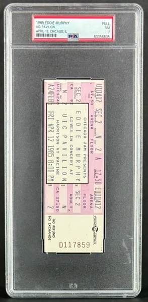 1985 Eddie Murphy UIC Pavilion Concert Ticket - Chicago, IL - FULL NM7 -  (PSA/DNA Encapsulated)