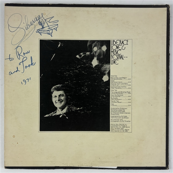 Liberace Signed & Inscribed "Love & Music Festival" Album Cover w/ Vinyl (Third Party Guaranteed0