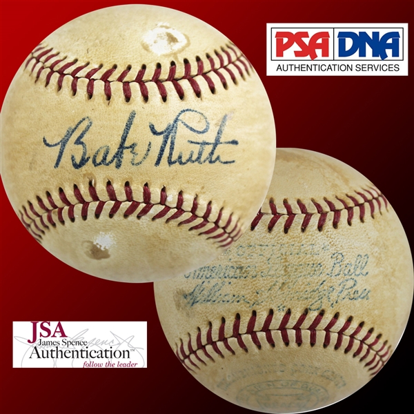 Babe Ruth Single Signed OAL Baseball with Exceptionally Bold Autograph! (PSA/DNA & JSA)