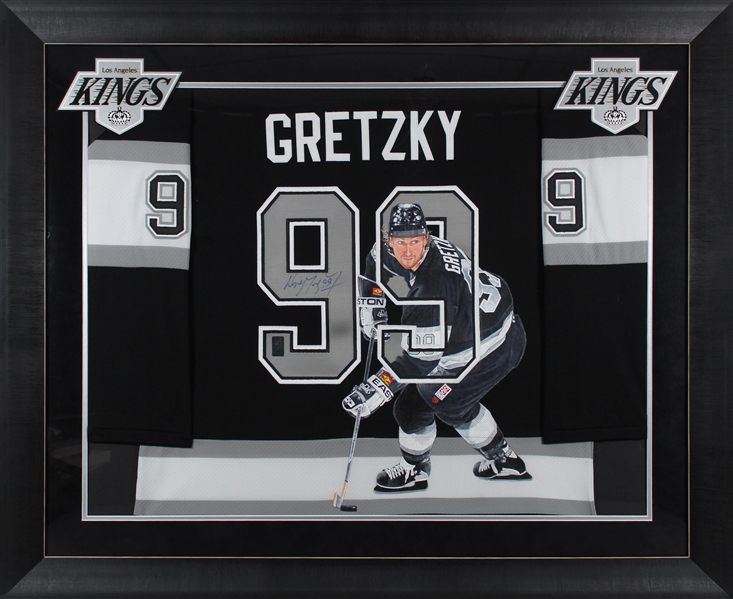 Wayne Gretzky Signed LA Kings Jersey with One-of-a-Kind Hand Painted William Zavala Artwork (Gretzky Holo & Beckett/BAS LOA)