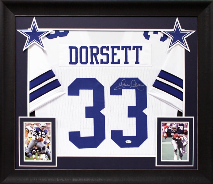 Tony Dorsett Signed White Custom Framed Jersey (Beckett/BAS)