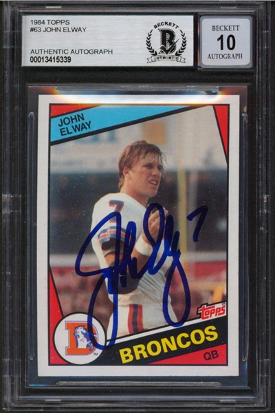 John Elway Signed 1984 Topps #63 Rookie Card with GEM MINT 10 Autograph (Beckett/BAS Encapsulated)