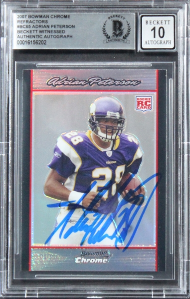 Adrian Peterson Signed 2007 Bowman Chrome #BC65 RC w/ Gem Mint 10 Auto! (Beckett/BAS Encapsulated)