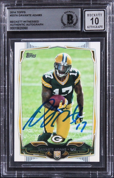 Davante Adams Signed 2014 Topps #337A Rookie Card w/ Gem Mint 10 Auto! (Beckett/BAS Encapsulated)