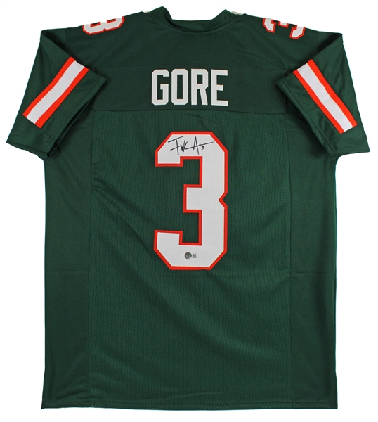 Frank Gore Signed Miami Hurricanes Style Replica College Jersey (Beckett/BAS Witnessed)