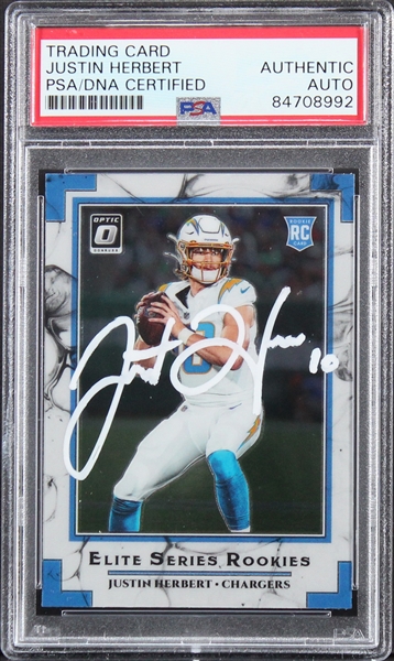 Chargers Justin Herbert Signed 2020 Donruss Optic #ESR-JH Rookie Card (PSA/DNA)