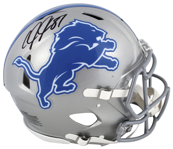 Calvin Johnson Signed Detroit Lions Speed PROLINE Game Model Helmet (Beckett/BAS Witnessed)