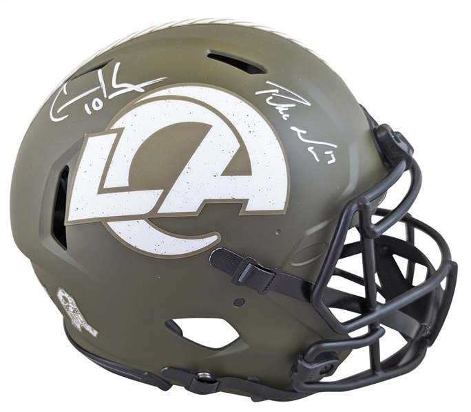 Rams Cooper Kupp & Puka Nacua Signed Salute to Service Full Size Speed Proline Helmet (Fanatics)