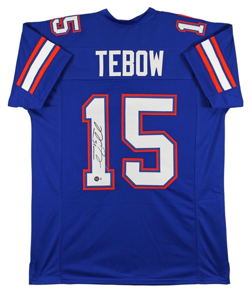 Tim Tebow Signed Florida Gators Style College Replica Jerey (Beckett/BAS Witnessed)