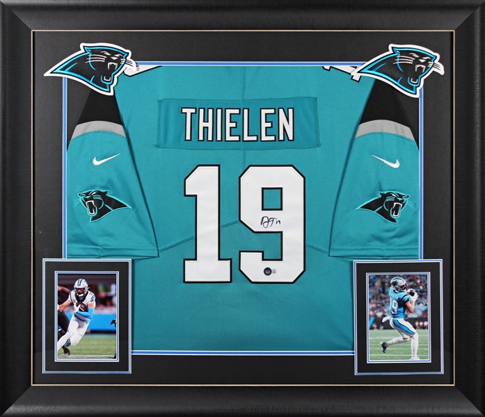 Adam Thielen Signed Blue Nike Panthers Jersey in Framed Display (Beckett/BAS)