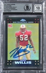 Patrick Willis Signed 2007 Topps Chrome Refractors #TC240 Card w/ Gem Mint 10 Auto! (Beckett/BAS Encapsulated)