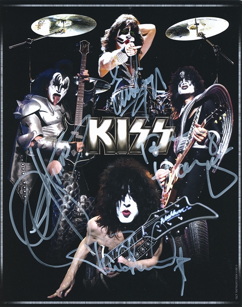 KISS Group Signed 8” x 10” Photo w/ New Lineup (4 Sigs) (Third Party Guaranteed)