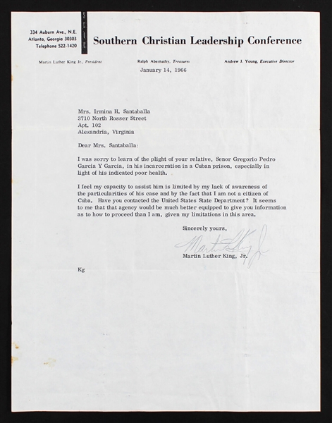 Dr. Martin Luther King Jr. Signed Typed Letter with Interesting Content (Beckett/BAS LOA)