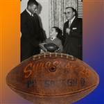 1961 Ernie Davis Presentational Game Ball from 11/4/61 Syracuse vs. University of Pittsburgh Game. :: Photomatched to Presentation Event!