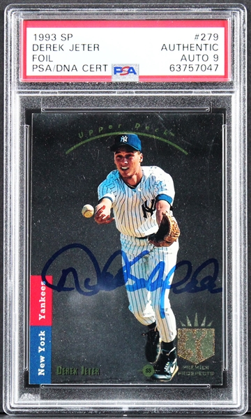 Derek Jeter Signed 1993 Upper Deck SP Rookie Card with RARE Full Name Autograph (PSA/DNA MINT 9 Autograph)