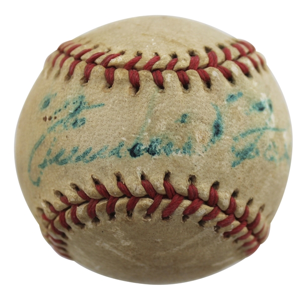 Jimmie Foxx Single Signed "Jimmy Foxx Restaurant" Mini Baseball (JSA LOA)