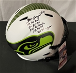 Steve Largent Signed & Stat Inscribed Lunar Eclipse Seahawks Replica Helmet (JSA)