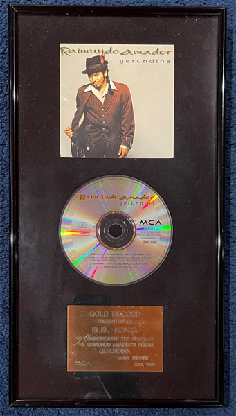 B.B. King Personally Owned MCA Record Sales Award with Photo of King with Award!