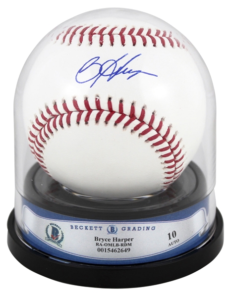 Bryce Harper Signed OML Baseball - Beckett/BAS Encapsulated with GEM MINT 10 Autograph!