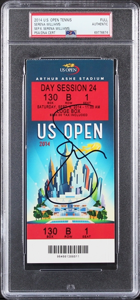 Serena Williams Signed 2014 US Open Tennis Ticket :: Serenas 18th Grand Slam Title (PSA/DNA)