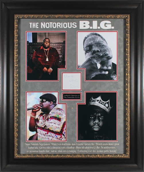 The Notorious B.I.G. Signed Sheet in Custom Framed Display (JSA LOA)